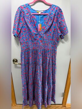 NWT Briton Court Charlie Maxi Dress Strawberry Wave XL